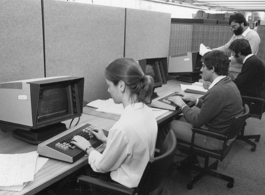 Staff working on computers